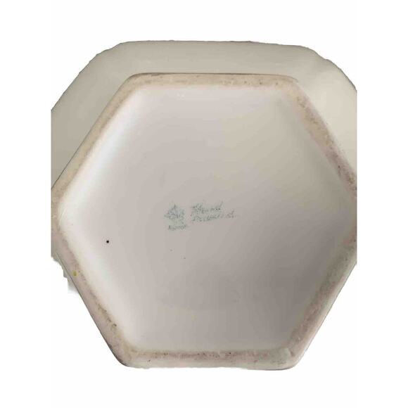 Vintage Nippon Gold Gilded Moriage Porcelain Hexagon Sugar Bowl Hand Painted Lid - Picture 13 of 14